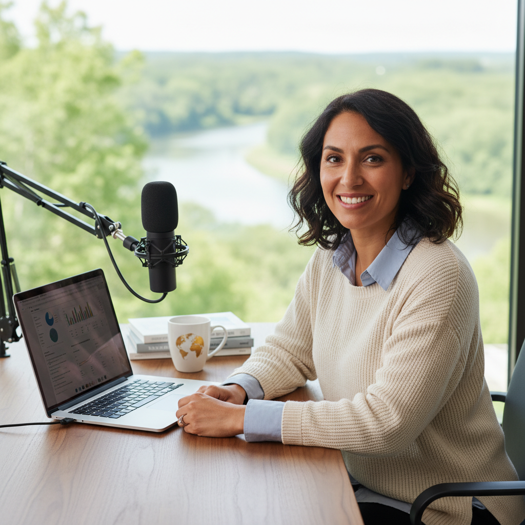A female professional confidently working remotely from a modern home office, representing remote career opportunities.